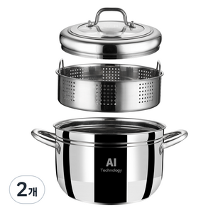 발룬피니 IH 인덕션 스텐 다용도 찜기냄비, 22cm, 2개