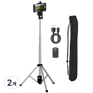 INTO 고강도 2in1 블루투스 삼각대 셀카봉 134cm VCT-88, VCT-88(실버), 2개, 메탈릭실버