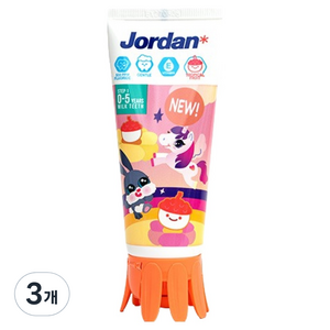 조르단 뉴스텝1 어린이 불소 치약 열대과일향, 90g, 3개