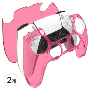 스페이스쉴드 PS5 듀얼센스 호환 퓨어 그립 클리어 PC 케이스, 투명핑크, 2개