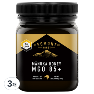 에그몬트 UMF 5+ MGO 85+ 마누카꿀, 250g, 3개