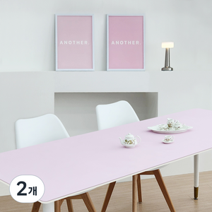7A 가죽 양면 방수 감성 캠핑 모서리라운딩 테이블 매트 40 x 240 cm, 핑크 + 진핑크, 2개
