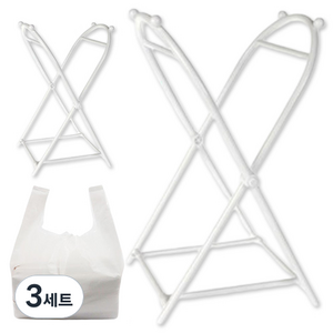 파라디 다용도 미니 쓰레기봉투 거치대 2p + 샘플봉투 10p 세트, 화이트, 3세트