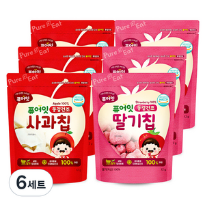 퓨어잇 내이브로 사과칩 12g x 3p + 딸기칩 12g x 3p, 사과맛, 딸기맛, 6세트