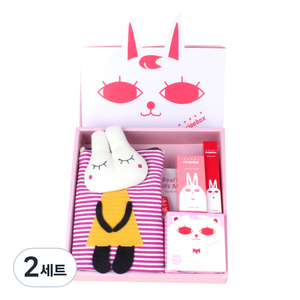 레시피박스 해피박스 어린이 메이크업 5종 세트, 가방(랜덤) + 어린이 마스크팩 2p + 매니큐어 글로시펄블라썸 + 립크레용 + 데일리 썬쿠션, 2세트