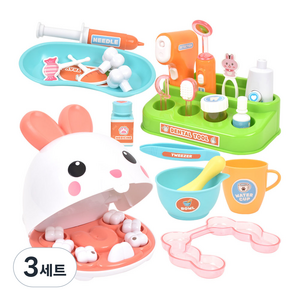 토끼 동물병원 치과 병원 양치놀이 진료키트, 혼합색상, 3세트