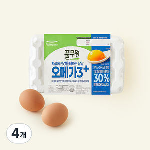 풀무원 무항생제 인증 1+ 등급 오메가3 플러스 계란 780g, 4개, 15구