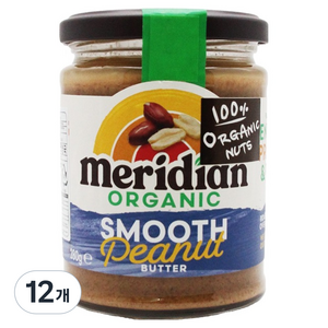 메리디안 100% 유기농 스무드 땅콩버터, 280g, 12개