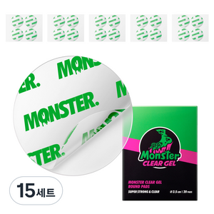 몬스터겔 초강력 간편고정 원형 스티커형 스마트톡 양면테이프 35mm 20p, 투명, 15세트