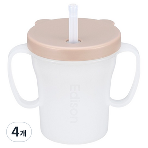 에디슨 베이비 흘림방지 빨대컵, 200ml, 4개, 베이지