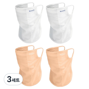 인콘트로 귀걸이형 쿨 메쉬 이지 골프 마스크 2종 x 2p 세트, 백색, 살구색, 3세트