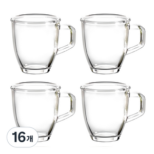 글라스락 다용도 내열강화 머그 350ml, 투명, 16개