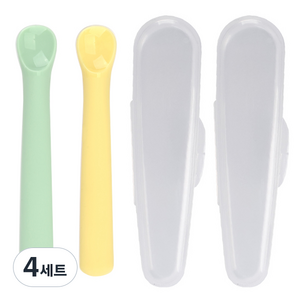 데일리라이크 봉봉 이유식 스푼 1단계 2p + 케이스 세트, 민트 + 레몬, 4세트