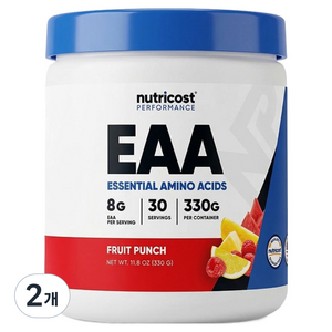 뉴트리코스트 EAA 파우더 30회분 과일펀치향, 330g, 2개