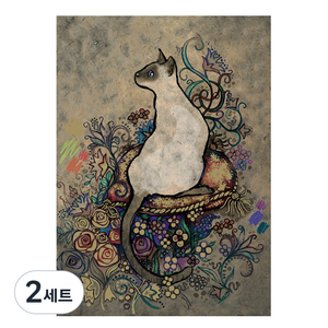 케이엠엘리 액자형 3D 사각큐빅 보석십자수 DIY 키트 40 x 50 cm, 샴고양이, 2세트