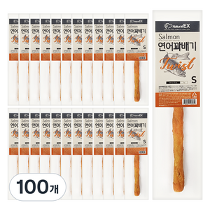 강아지 네츄럴EX 연어꽈배기 S, 연어맛, 7g, 100개