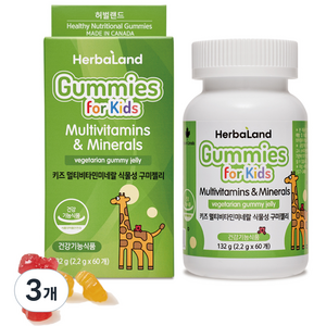 허벌랜드 키즈멀티비타민미네랄 식물성 구미젤리, 3개, 132g