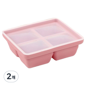 빅벅 실리콘 이유식 큐브 얼음틀 4구, 분홍, 2개, 360ml