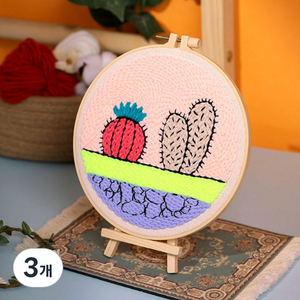 소니오 컬러 플랜트 펀치니들 DIY 패키지 20 x 20 cm, 3개, 03 핑크캐터스