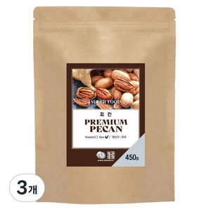견과공장 미국산 생피칸 1/2태, 450g, 3개