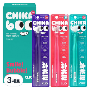 크리오 치카부 어린이 칫솔 1단계 3종 x 3p 세트, 핑크, 민트, 퍼플, 3세트, 9개입