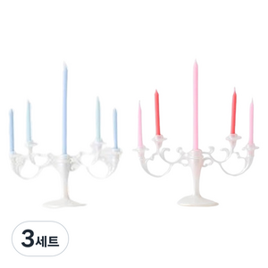 조이파티 생일초 샹들리에 캔들 2종 세트, 핑크, 블루, 3세트