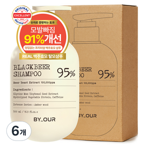 바이아우어 블랙 비어 이스트 샴푸 앰버우드향, 500ml, 6개
