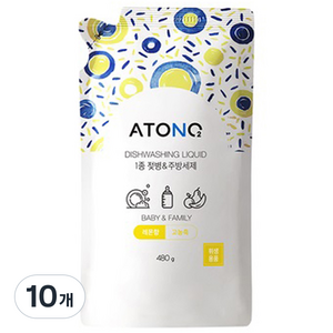 아토앤오투 1종 젖병 & 주방세제 리필 레몬향, 480g, 10개