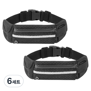 HINBA 러닝벨트 초슬림 초경량 마라톤 허리가방 2종, 검정 + 검정, 6세트