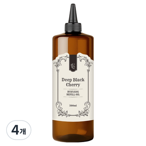 바이향 디퓨저 시그니처 대용량 리필오일, 4개, 500ml, 딥블랙체리