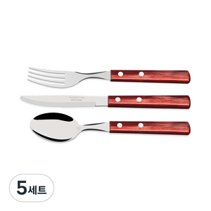 트라몬티나 폴리우드 디저트 세트, 레드브라운, 디저트나이프 + 디저트포크 + 디저트스푼, 5세트