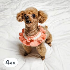 yarna 해피코튼 러플 케이프 배색 DIY패키지 + 바늘 부자재 세트, 4세트, 코랄