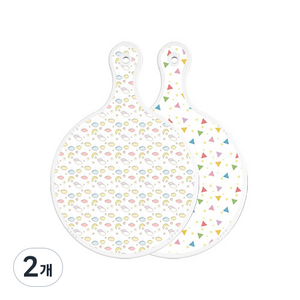 로엠디자인 양면 원형 서빙 도마 보드 파스텔밤하늘, Happy삼각패턴, 2개