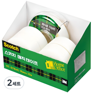스카치 매직 테이프 디스펜서 + 리필 18mm x 25m 4p 오피스 팩 MT-5, 반투명, 2세트