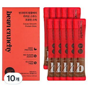 빈크런치 땅콩버터 카카오 스무스 프로틴 스틱 10p, 200g, 10개