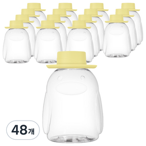 아조아 펭귄 모형 디자인 음료 보틀 중절모, 옐로우(캡), 48개, 300ml