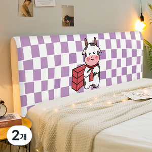 마켓A 체크 동물 침대헤드커버, CTZ2308, 2개