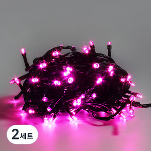 LED 크리스마스 데코 트리전구 점멸 깜빡이 200p + 전원코드 세트, 핑크색, 2세트