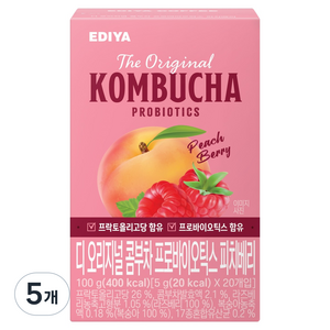 이디야 디 오리지널 콤부차 프로바이오틱스 피치베리, 5g, 5개, 20개입