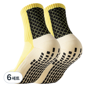 중목 풋볼 논슬립 스포츠양말, 노란색, 6세트