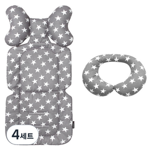 마니또 에브리데이 심플릿 유모차 시트 라이너 + 목쿠션 세트, 스타그레이, 4세트