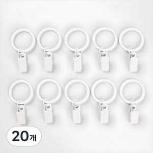 세류홈 커튼 집게링 핑킹형 38mm, 화이트, 20개