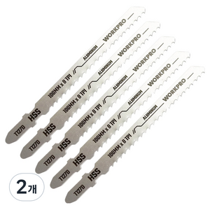 워크프로 HSS 직쏘날 알루미늄용 100mm 8T 5p, 2개, WP404030