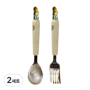 릴팡 내셔널지오그래픽 키즈 리얼네이쳐 스테인리스 스틸, 타이거, 스푼 + 포크, 2세트