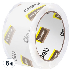 델리 무소음 박스테이프 48mm x 40m, 투명, 6개