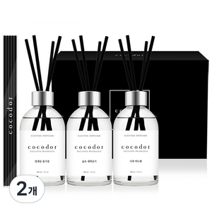 코코도르 화이트라벨 디퓨저 200ml 3개 블랙섬유스틱 20p, 양재동꽃시장+숲속새벽공기+너의비누향, 2개