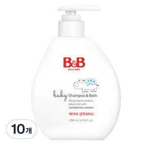 비앤비 베이비 샴푸 앤 바스, 10개, 200ml