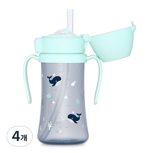 그로미미 유아용 PPSU 아기고래 빨대컵, 300ml, 4개, 크리미블루