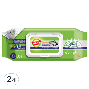스카치브라이트 올뉴 더블액션 물걸레 청소포 20p, 2개