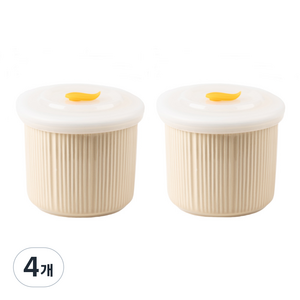 인콕 국내 제조 도자기 이유식 용기, 베이지, 4개, 250ml